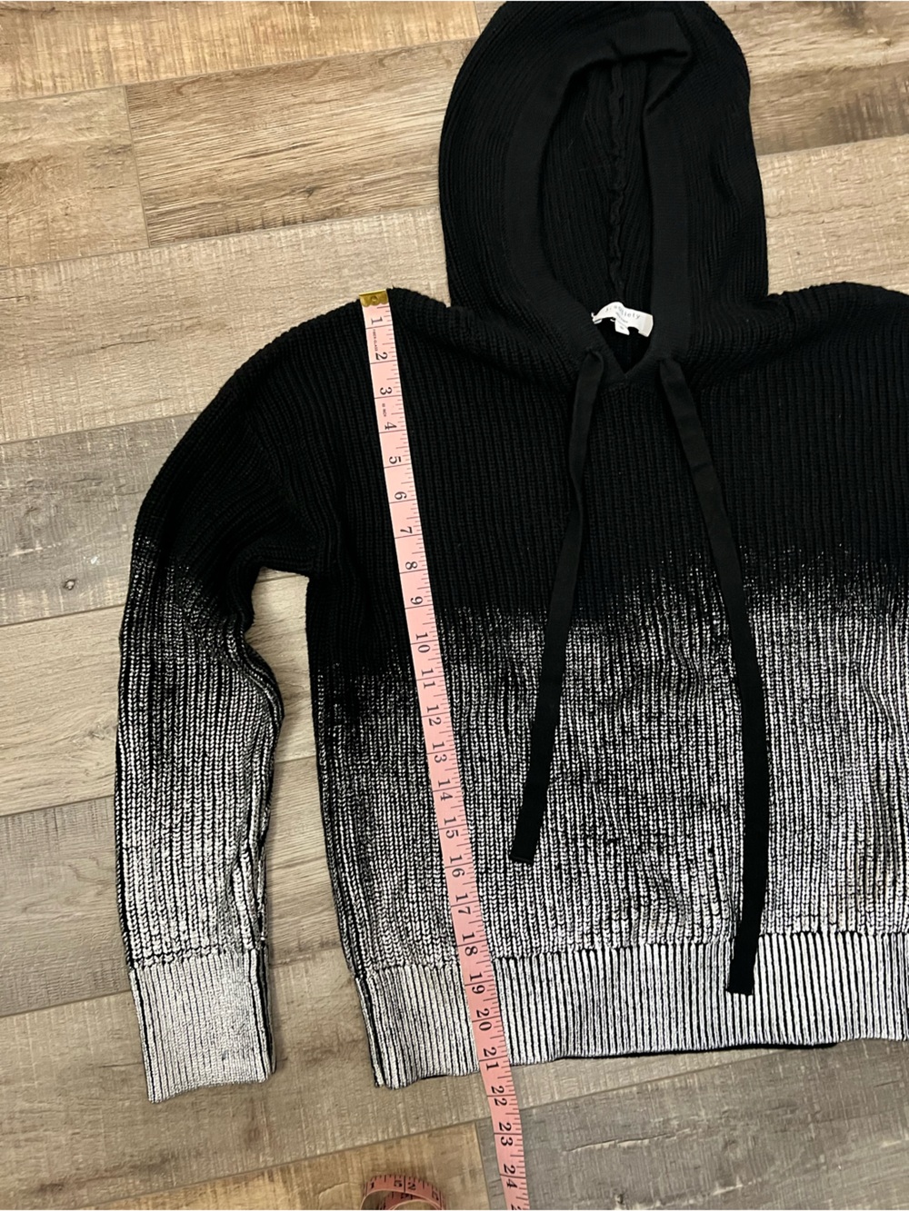 Women's Ombre Black-to-silver Crewneck Hoodie Sweater Sz S - Picture 3 of 7
